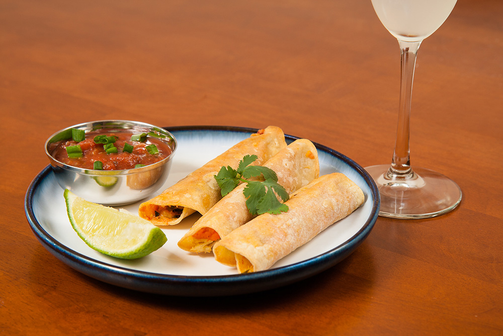 Chicken and Sweet Potato Taquitos + Mezcal-rita