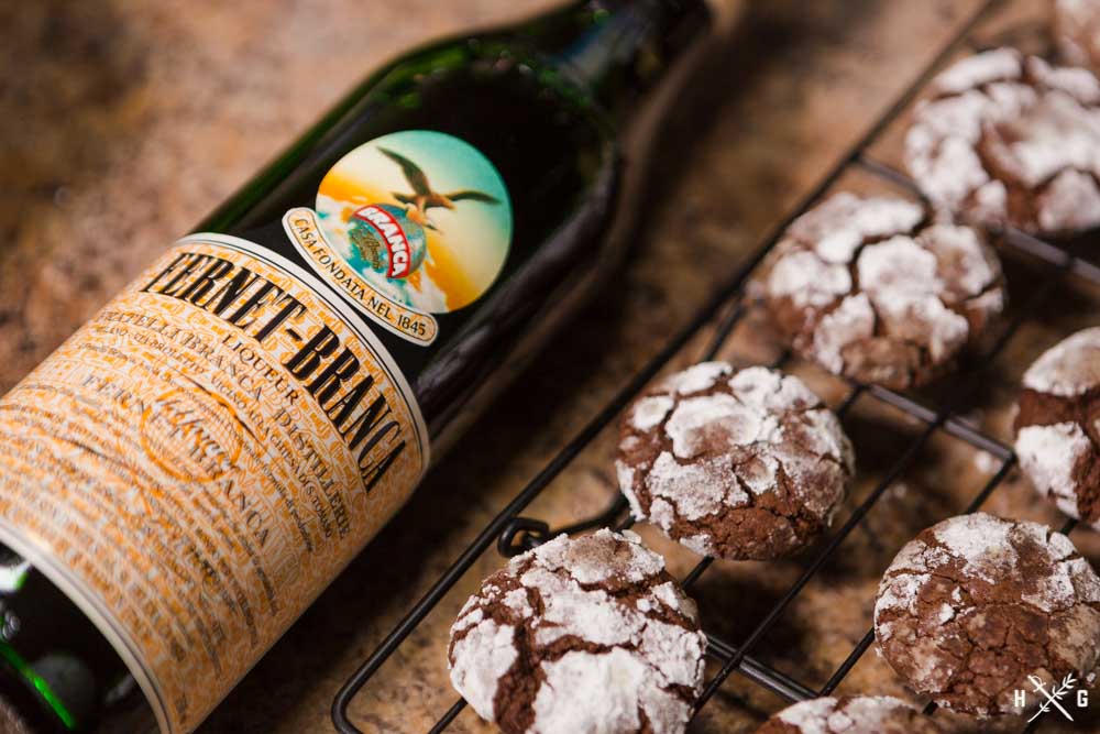 Fernet Chocolate Espresso Crinkle Cookies